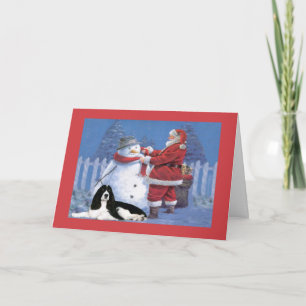 Cartão De Festividades English Springer Spaniel Christmas Card Santa and