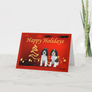 Cartão De Festividades English Springer Spaniel Christmas Card Stars