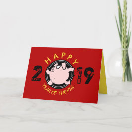 Cartão De Festividades Engraçado 6 Cartoon Porco personalizado Ano Zodiac