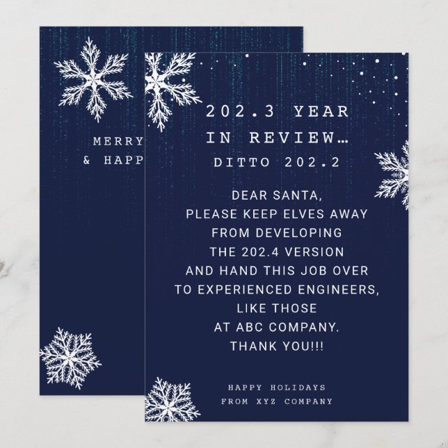 Cartão De Festividades Engraçado Ano Funcional no Natal do Engenheiro de  (Frente/Verso)