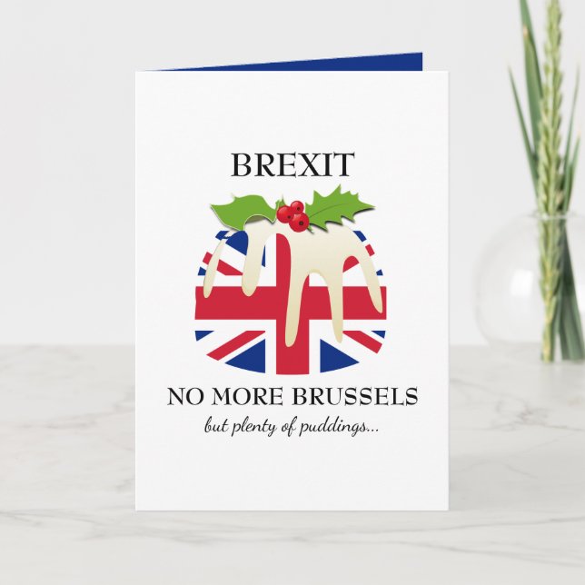 Cartão De Festividades Engraçado | BREXIT Bruxelas | Pudim de Natal (Frente)