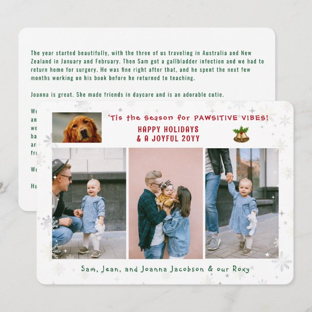 Cartão De Festividades Engraçado Cachorro Pawsitivo Cat 4 Fotos Modernas  (Frente/Verso)