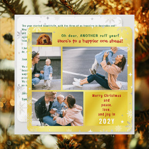 Cartão De Festividades Engraçado Cachorro Ruff Ano de Paz Ame Joy 4 Fotos