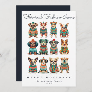 Cartão De Festividades Engraçado Cães de Pet Humor Fashion de Natal Única