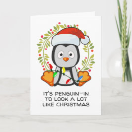 Cartão De Festividades Engraçado Canção De Natal Pun Penguin