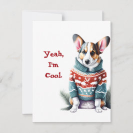 Cartão De Festividades Engraçado Cardigan Welsh Corgi no Sweater de Natal