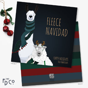 Cartão De Festividades Engraçado Chic Quirky "Fleece Navidad" Pun