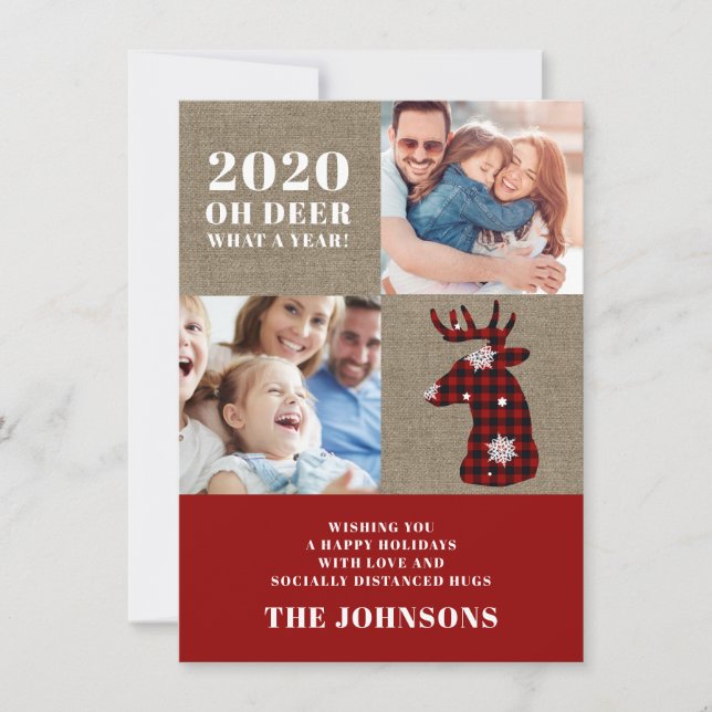 Cartão De Festividades Engraçado Colagem de Fotos de Xadrez de Veado (Frente)