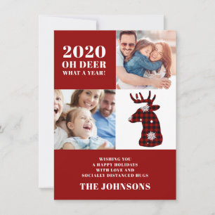 Cartão De Festividades Engraçado Colagem de Fotos de Xadrez de Veado