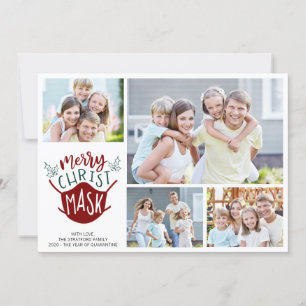Cartão De Festividades Engraçado COVID-19 FELIZ Cristo Máscara de Máscara