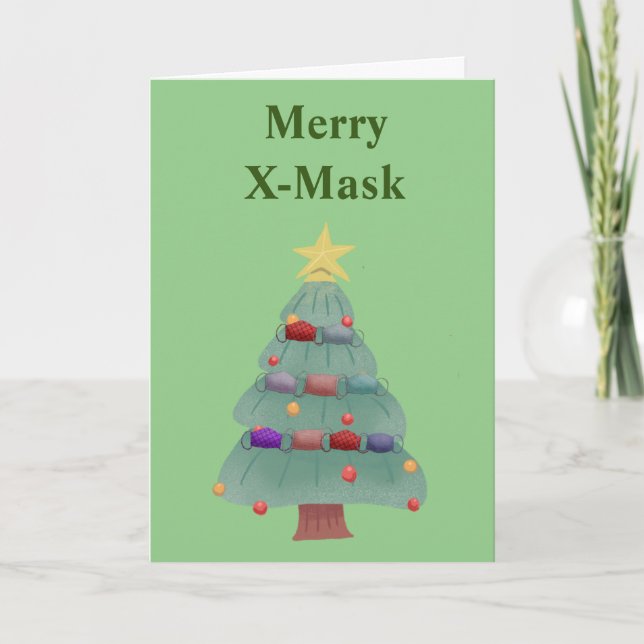 Cartão De Festividades Engraçado Covid 2020 Feliz x-mask Natal (Frente)
