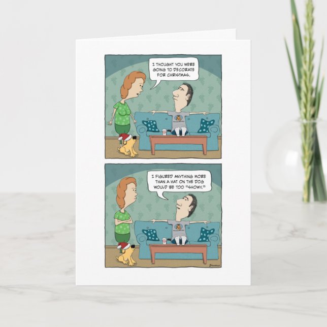 Cartão De Festividades Engraçado decorar o Natal dos Cachorros (Frente)