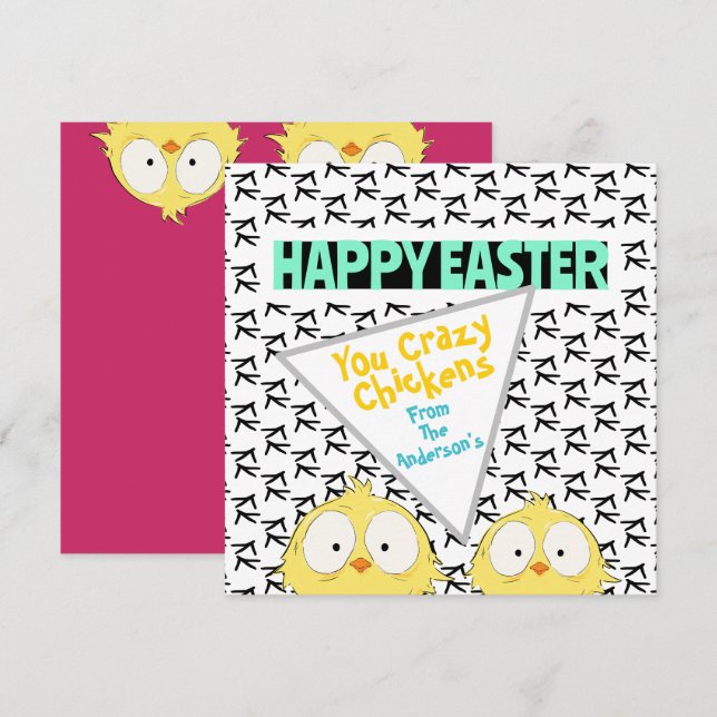 Cartão De Festividades Engraçado divertido "Felz pascoa Seus Frangos Louc (Frente/Verso)
