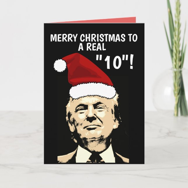 Cartão De Festividades Engraçado DONALD TRUMP CHRISTMAS CARDS, para ela (Frente)
