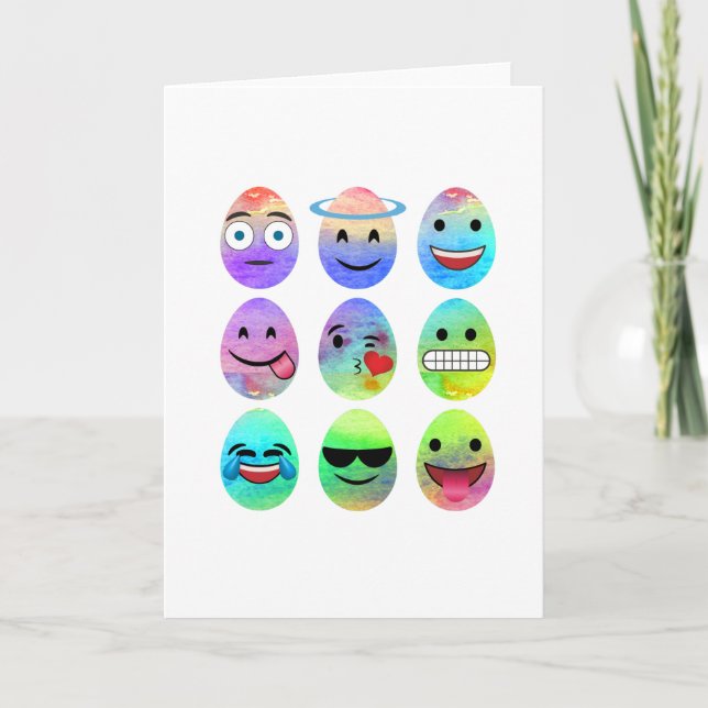 Cartão De Festividades Engraçado Emojis, Ovos Emoji Páscoas, Ovo Emoticon (Frente)