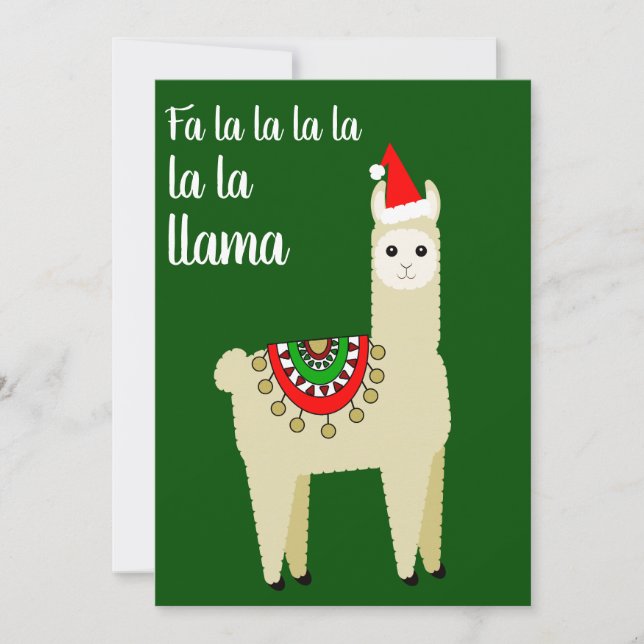 Cartão De Festividades Engraçado Fa La Whole Llama Diversão Alpaca Santa  (Frente)