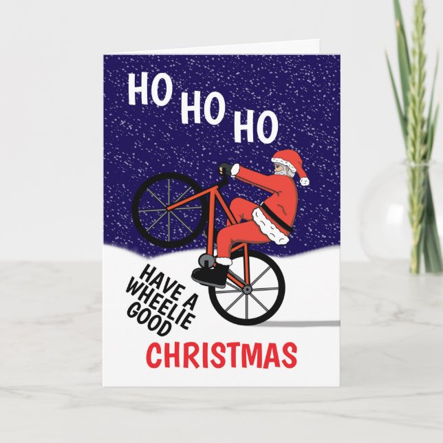 Cartão De Festividades Engraçado Feliz Natal Papais noeis de ciclismo (Frente)