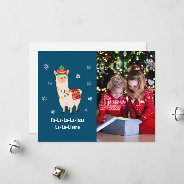Cartão De Festividades Engraçado Festivo Llama Foto Pun (Frente/Verso In Situ)