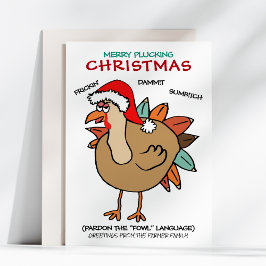 Cartão De Festividades Engraçado Fowl Turquia Papai Noel Natal