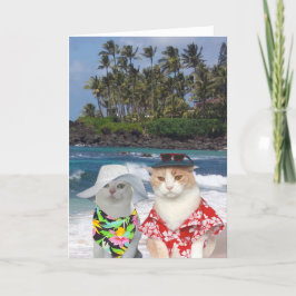 Cartão De Festividades Engraçado Gata Namorados Havaiano