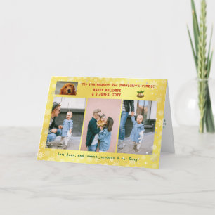 Cartão De Festividades Engraçado Gato 4 Fotos Ouro Elegante Minimalista