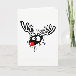 Cartão De Festividades Engraçado giro Rudolph, o desenho de Natal vermel