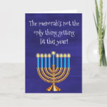 Cartão De Festividades Engraçado Hanukkah Menorah<br><div class="desc">Esta design foi criada da minha pintura de acrílico fluido de um tipo. Ele pode ser personalizado clicando no botão personalizar e alterando o nome, as iniciais ou as palavras. Você também pode alterar a cor e o estilo do texto ou excluir o texto de um design de imagem apenas....</div>