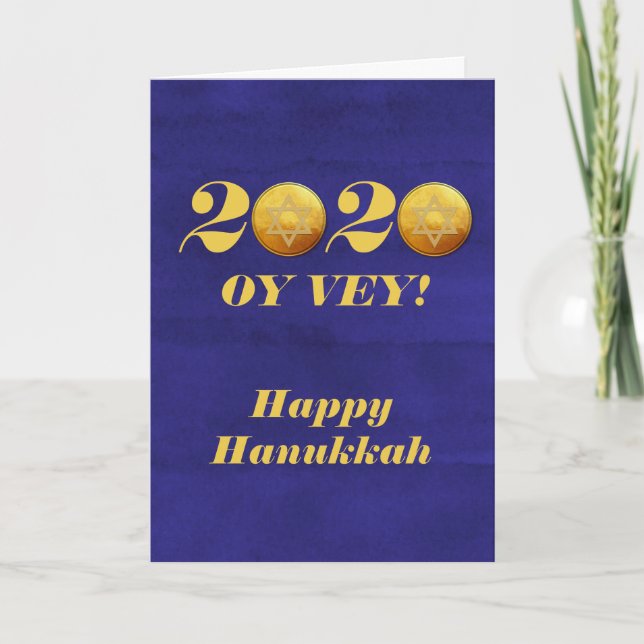 Cartão De Festividades Engraçado Hanukkah Oy Vey 2020 Gelt Coin (Frente)