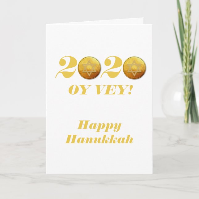 Cartão De Festividades Engraçado Hanukkah Oy Vey 2020 Gelt Coin (Frente)