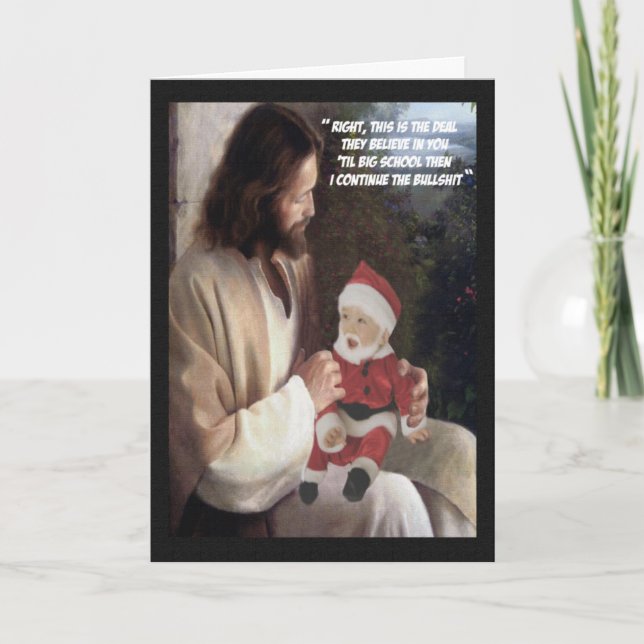 Cartão De Festividades Engraçado Jesus e Papais noeis (Frente)