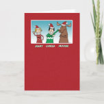 Cartão De Festividades Engraçado Mary Chris Moose Natal<br><div class="desc">Olha quem parou para te desejar um Feliz Natal! É Mary, Chris e Moose. Feliz Feriados! Este cartão de desenho engraçado e fofo é até mesmo um sucesso com pessoas não chamadas Mary, Chris ou Moose. Obrigados para escolher este design original por © Chuck Ingwersen. Posto cartoons no Instagram: https://www.instagram.com/captainscratchy...</div>