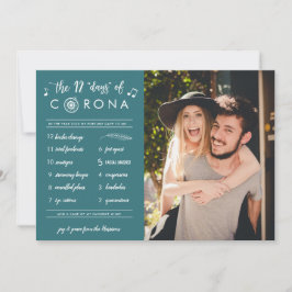 Cartão De Festividades Engraçado Moderno Doze Dias de Foto do Teal de Cor