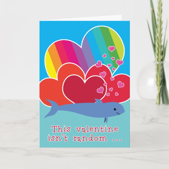 Cartão De Festividades Engraçado Namorados com o Cardíaco Arco-Íris Porpo (Frente)