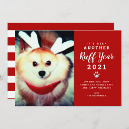 Cartão De Festividades Engraçado Natal 2021 Red Ruff Year Dog Photo