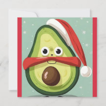 Engraçado Natal Avocado em Santa Hat e Scarf