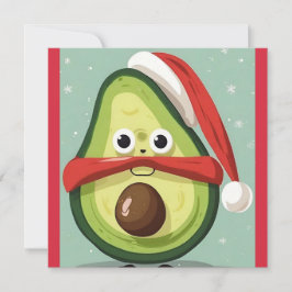 Cartão De Festividades Engraçado Natal Avocado em Santa Hat e Scarf