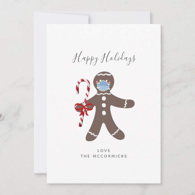 Cartão De Festividades Engraçado Natal Engraçado Cara Máscara Gingerpão (Frente)