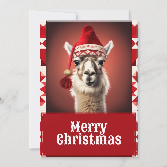 Cartão De Festividades Engraçado Natal Llama (Frente)