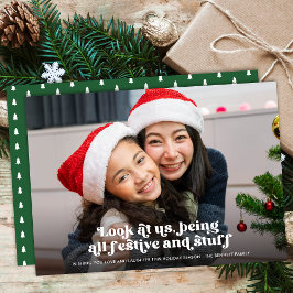 Cartão De Festividades Engraçado Olhe para a foto do Cheio de Natal dos E