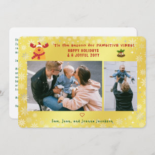 Cartão De Festividades Engraçado Ouro Minimalista Rudolph 2 Fotografias