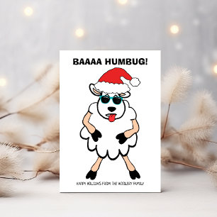 Cartão De Festividades Engraçado Ovelha Scrooge Baa Humbug Natal