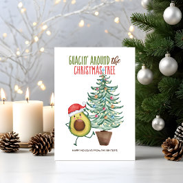 Cartão De Festividades Engraçado Papais noeis Avocado Guacin' em torno da