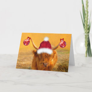 Cartão De Festividades Engraçado "Para Pai" Scottish Steer Christmas