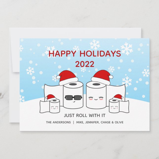 Cartão De Festividades Engraçado... Passe com a família de papel higiênic (Frente)