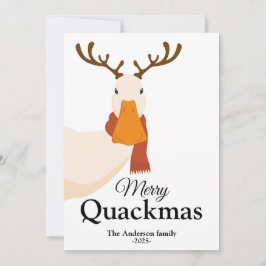 Cartão De Festividades Engraçado Pato de Natal veste Deer Antlers