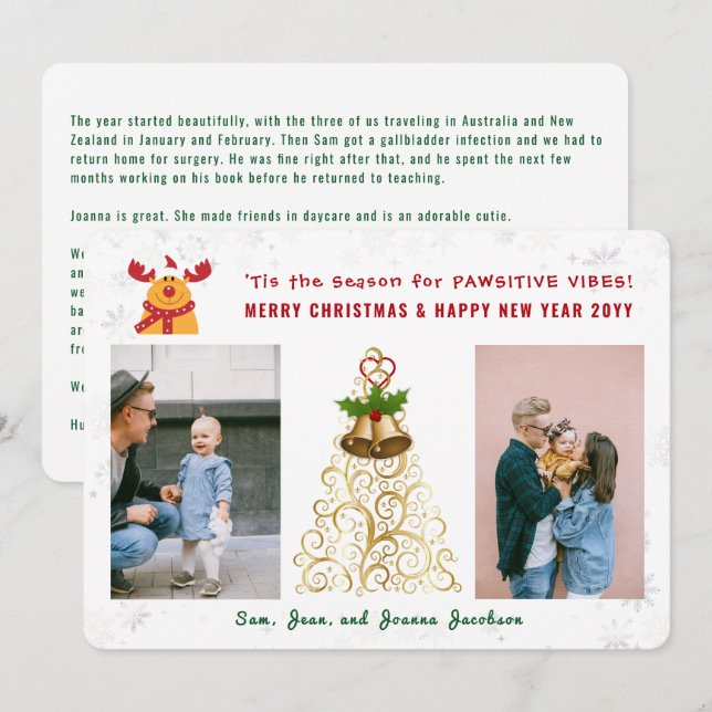 Cartão De Festividades Engraçado Pawsitive Rudolph 2 Fotografias Bonitas  (Frente/Verso)