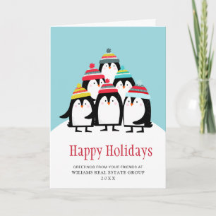 Cartão De Festividades Engraçado Penguins saudação corporativa de Natal