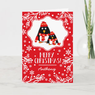 Cartão De Festividades Engraçado Pinguins Personalizado Natal