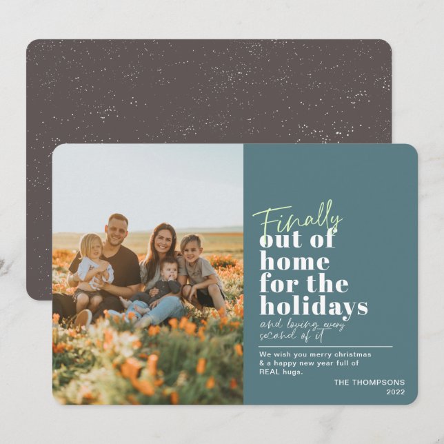 Cartão De Festividades Engraçado Posto Covid Finalmente Fora Da Foto Verd (Frente/Verso)