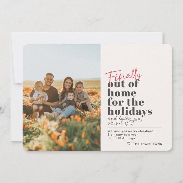 Cartão De Festividades Engraçado Posto Covid Finalmente Fora De Casa Foto (Frente)